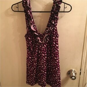 INC International Concepts Ruffled Pink and Black Blouse Size Medium